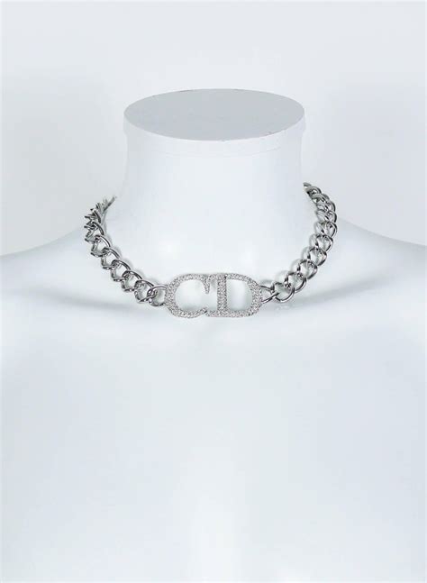 silver dior chain necklace|genuine christian Dior necklace.